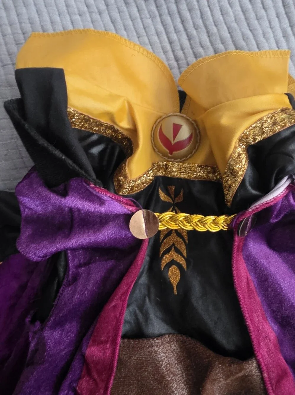Disney Frozen II Girls Purple, Pink & Black Velvet Cape Coat with Gold 2T